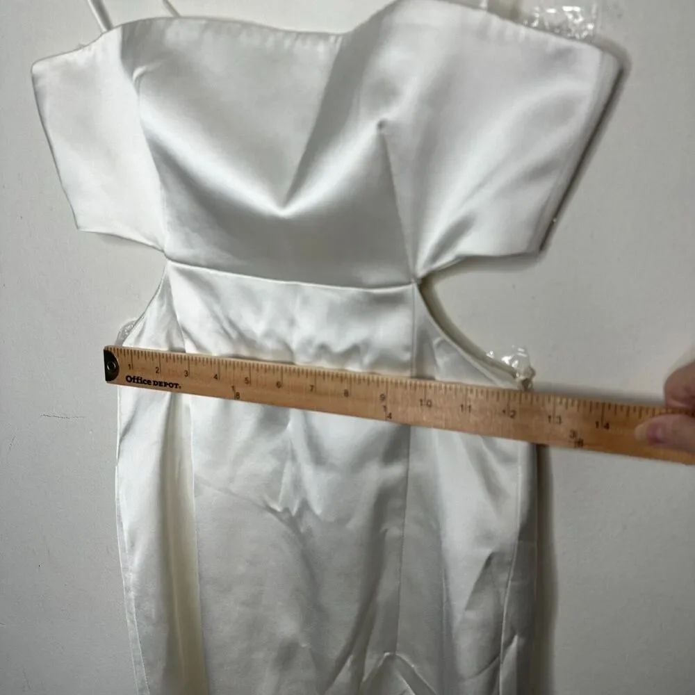Gauge81 Marta White Satin Cut Out Square Neck Sleeveless Open Side Tie Back  SM - Picture 13 of 13